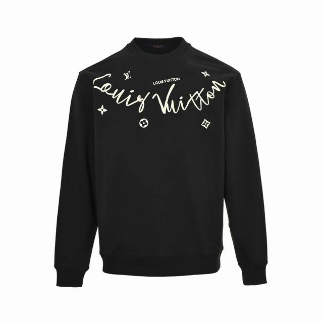 Louis Vuitton 25Fw Cursive Signature Print Crew Neck Sweatshirt. Made with impor