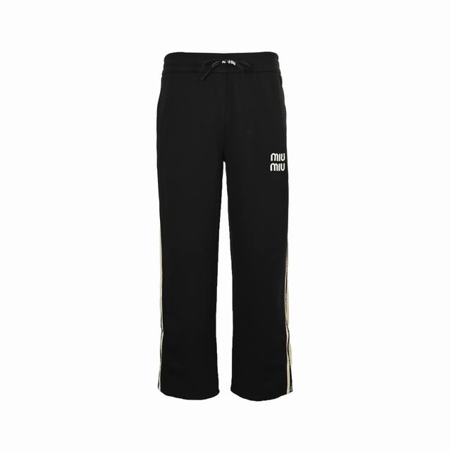 Miu Miu Letter Webbing Pants (Ddd). Made of 100% pure cotton terry cloth, weighi