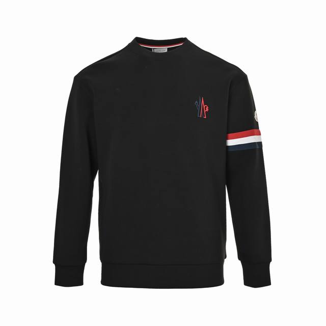 Moncler 25Ss Tricolor Tri-Sleeve Striped Crew Neck Sweatshirt with Embroidered C