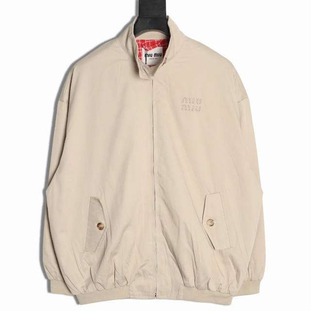 Miumiu 25Fw Red Check Stand Collar Jacket (Original Price 27,811). Custom-woven