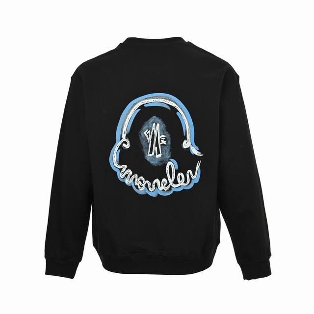 Moncler 25Fw Crew Neck Sweatshirt with Letter Print, 480G High-Grade Combed Cott