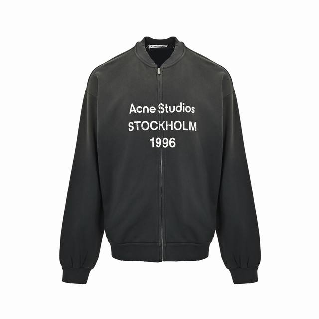 Acne Studios 25Fw 1996 Inkjet Zipper Baseball Jacket Heavyweight knitted cotton