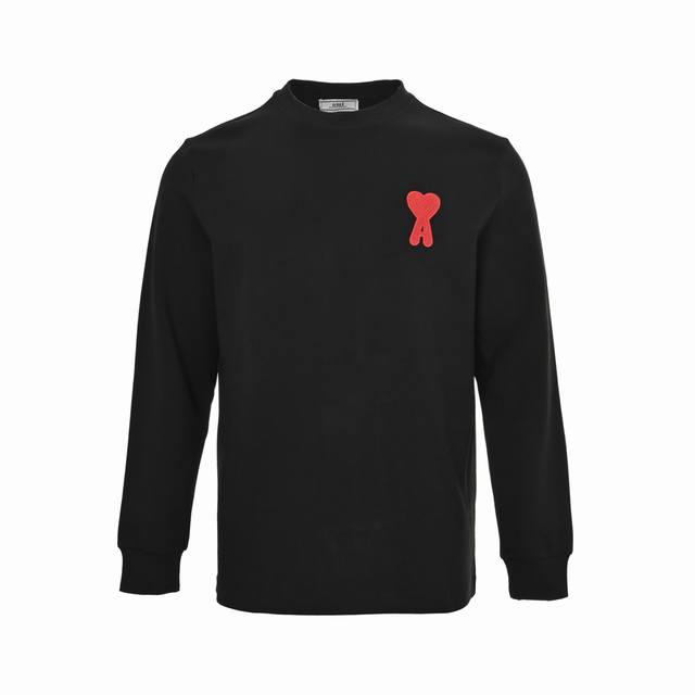 Ami 25Fw 3D Knitted Heart Embroidered Long-Sleeve T-Shirt Spring and summer are