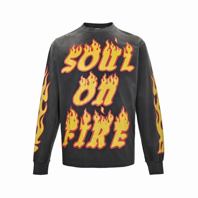 Saint Michael 24Fw Flame Letter Print Long Sleeve (Ddd) The overall fabric is 26