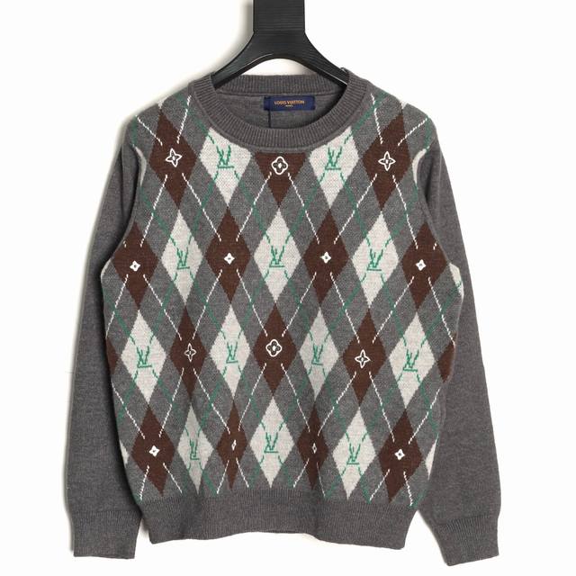 Louis Vuitton Lv 25Fw Diamond Pattern Jacquard Crew Neck Sweater (Ddd) This swea