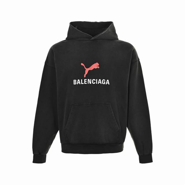 Balenciaga & Puma Collaboration Washed Hoodie, Ss26, Latest Style. Developed imm