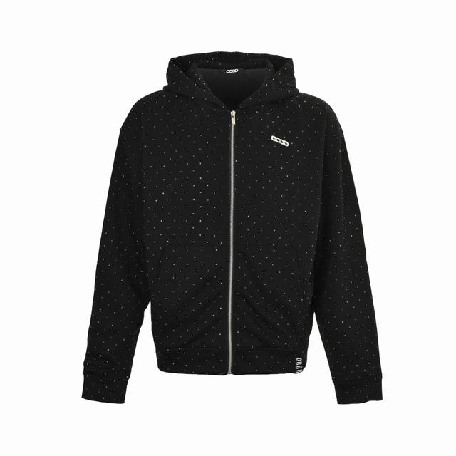 Goodbrand 25Fw Sparkling Silver Starry Sky Rhinestone Zipper Hooded Sweatshirt (