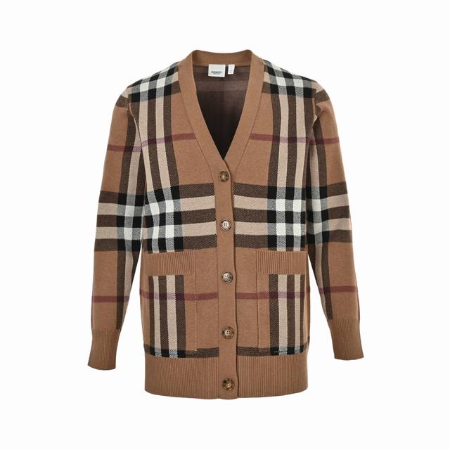 Burberry 21Fw Large Check Jacquard Wool Cardigan Sweater (Ddd). Made of 51% poly