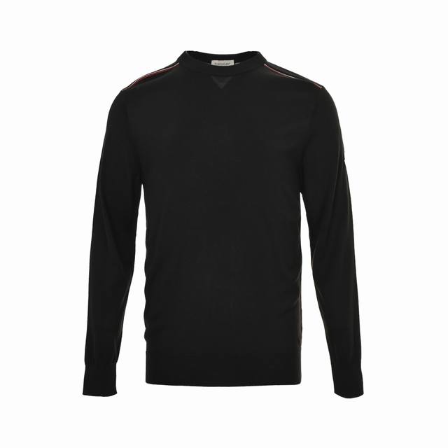 Moncler Striped Sleeve Knit Sweater. Made of mulberry silk, it's skin-friendly a