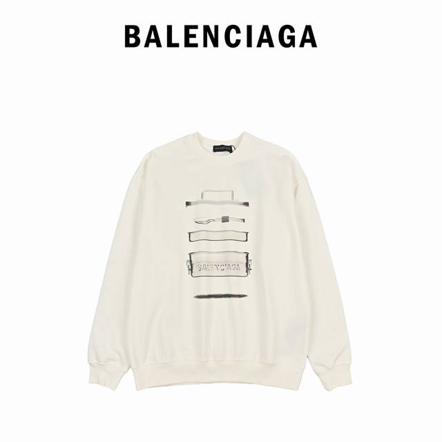 Balenciaga Lunchbox Letter Print Crew Neck Sweatshirt, Classic Style, Thick Cott