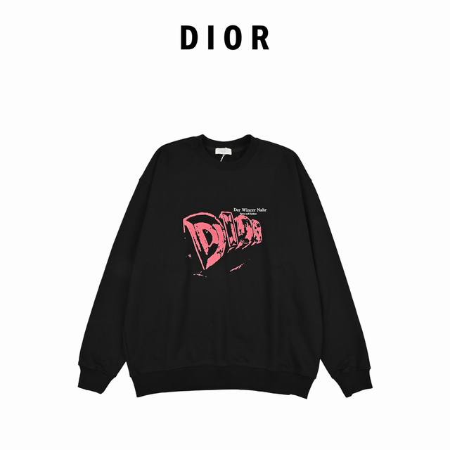 Dior 24Fw Letter Print Crew Neck Sweatshirt, 460g Cotton Terry Cloth, includes f