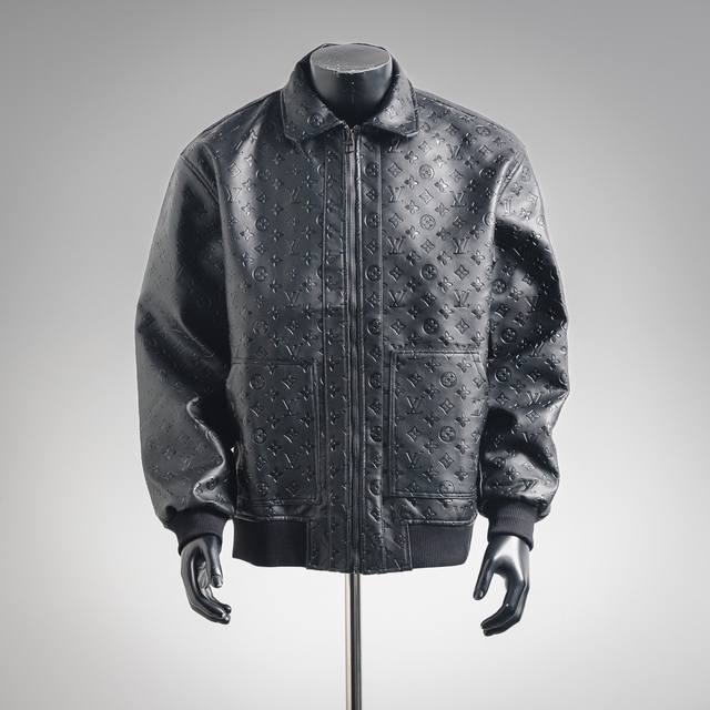 Louis Vuitton Lv 25Ss All-Logo Embossed Leather Jacket. This is a classic, high-