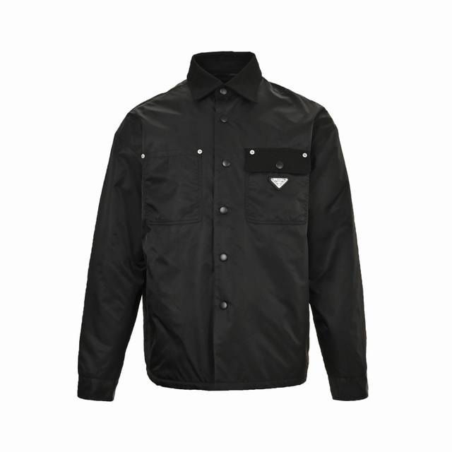 Prada 24Fw Triangle Label Flap Cotton Jacket Ddd. Custom nylon twill protective