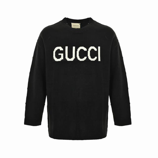 Gucci 24Fw Heavy-duty Polka Dot and Logo Jacquard Crew Neck Sweater. The preppy