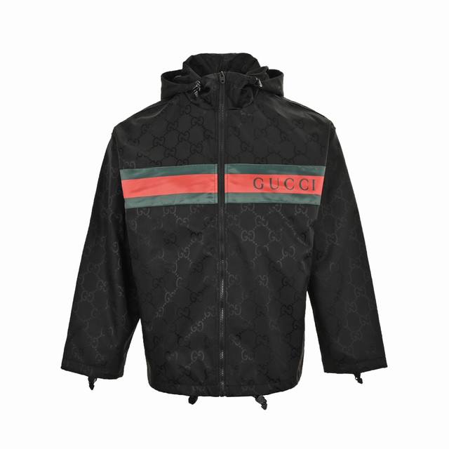 Gucci 24Fw Red and Green Webbing Trench Coat (Ddd) Black with classic red and gr