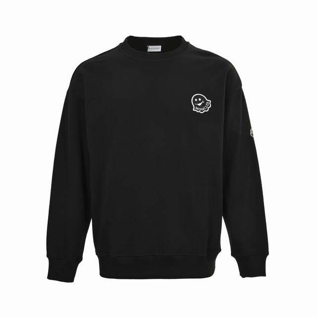 Moncler Monster Flocked Embroidered Badge Crew Neck Sweatshirt. Made of 420 doub