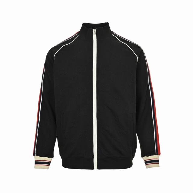 Gucci Full-width Double G Jacquard Red and Green Striped Webbing Suit Jacket. Ma