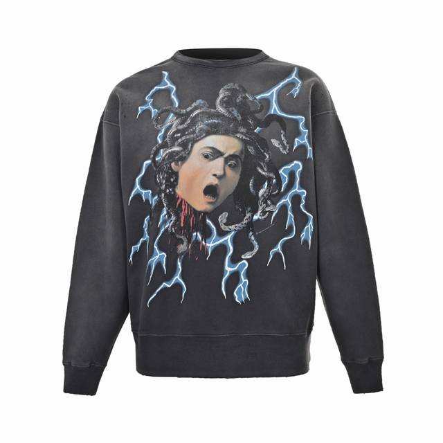 Saint Michael 24Fw Medusa Hydra Print Crew Neck Sweatshirt. Made of 380g pure co