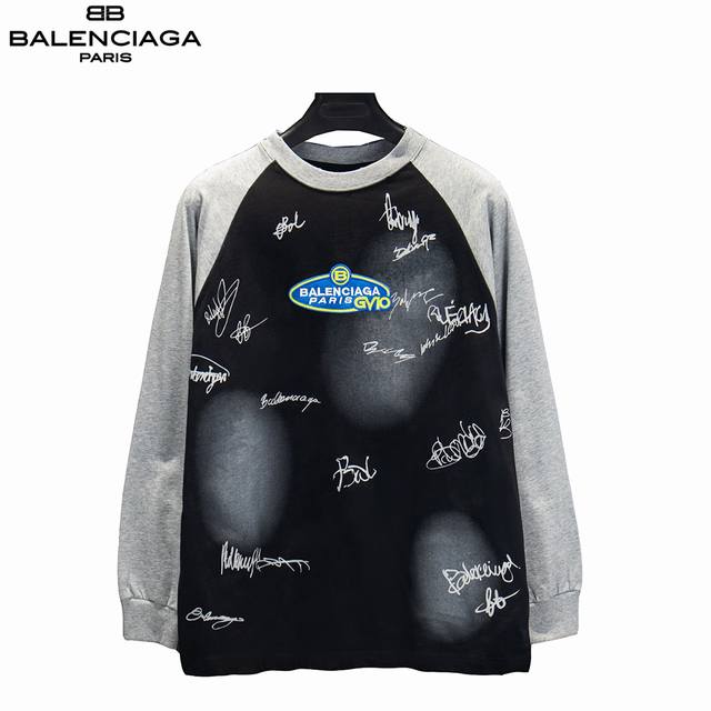 Balenciaga 25Fw Limited Edition Patchwork Long-Sleeve Sweatshirt. Made with impo
