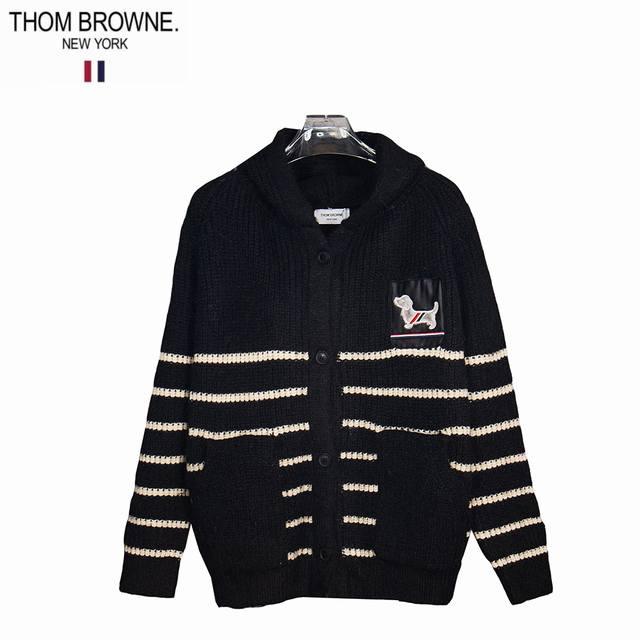 Thom Browne 25Fw Dachshund Jacquard Cardigan Hooded Sweater. Exclusive high-end