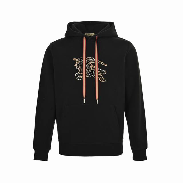 Burberry 25Fw Check Equestrian Flocked Print Hooded Sweatshirt. This new Burberr