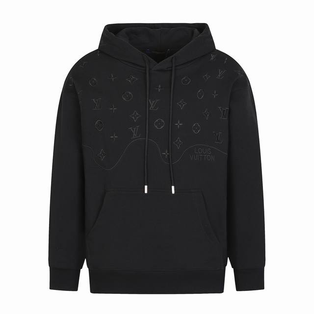 Louis Vuitton 25Ss All-over Digital Embroidered Logo Hooded T-shirt with Crew Ne