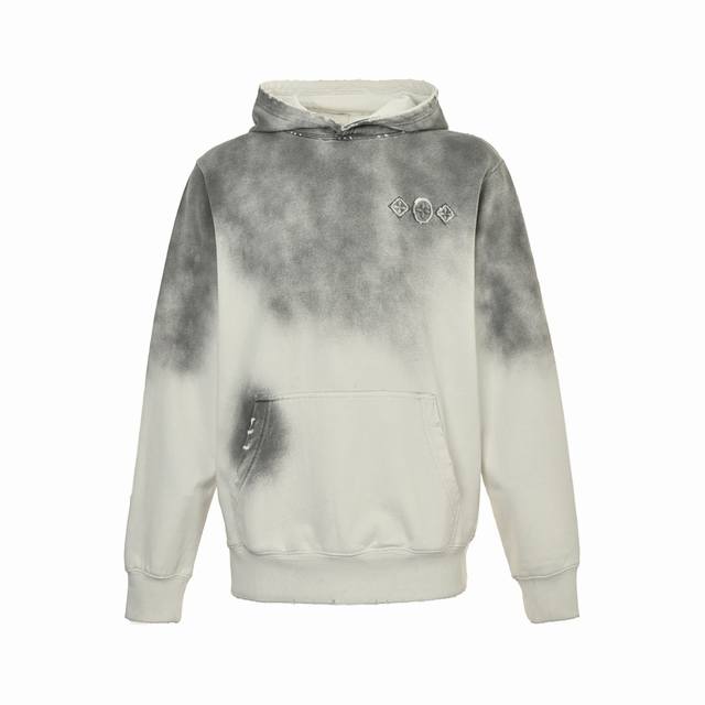 Louis Vuitton 25Fw Laser Burnished Logo Distressed Hooded Sweatshirt Louis Vuitt