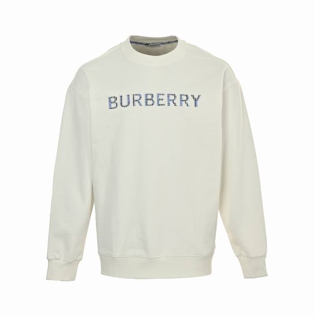 Burberry 25Fw Blue Check Letter Embroidered Crew Neck Sweatshirt. High-end sweat