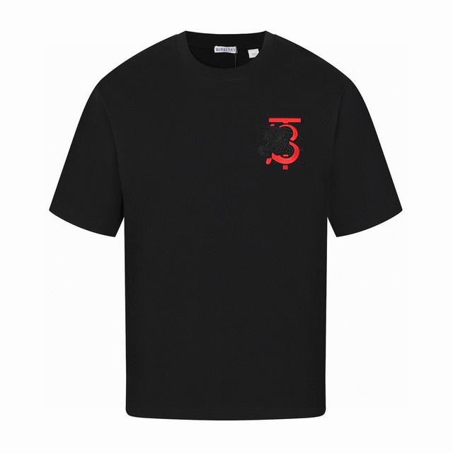 Burberry Summer New Arrival, Classic Embroidered 3D Horse Crew Neck Short Sleeve