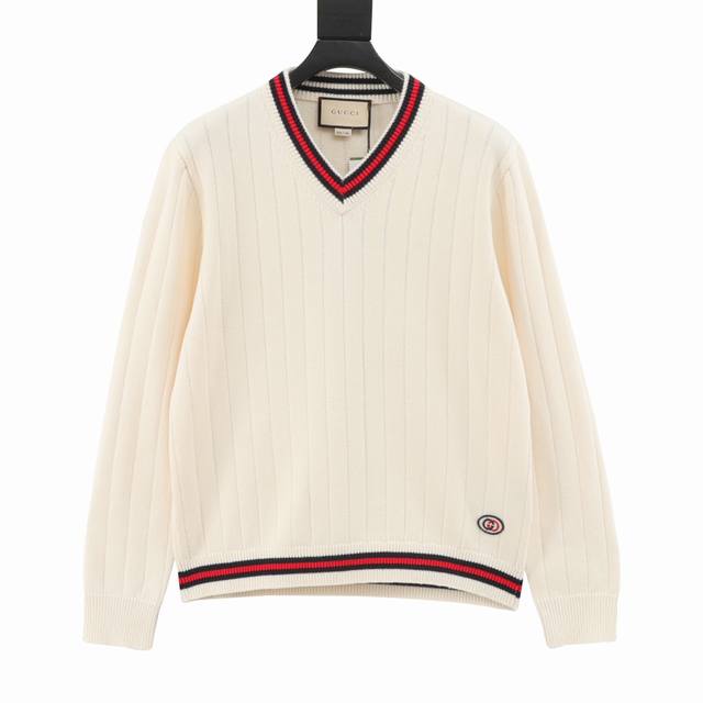 Gucci 22Fw Double G Logo V-neck Knit Sweater (Ddd) Made of 240% fine cotton, the