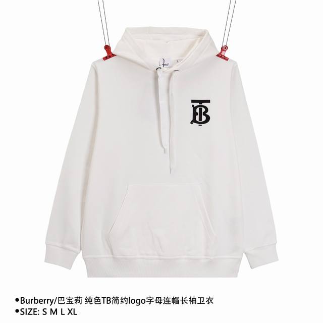 Burberry Solid Color Tb Simple Logo Letter Hooded Long-Sleeve Sweatshirt Size: S