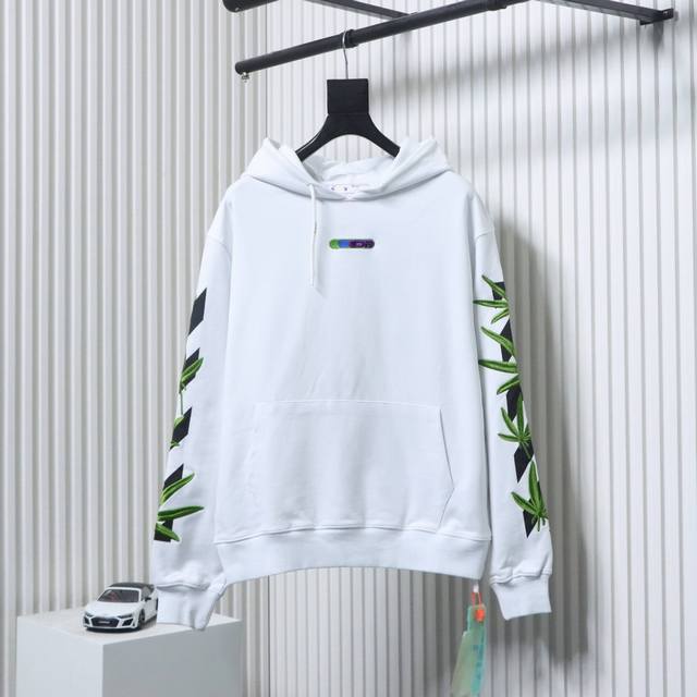 Ow22Ss Embroidered Leaf and Arrow Hoodie - Top-tier version! This year's eco-fri