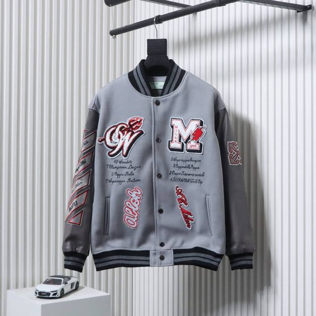 Off-White Devil Towel Embroidery Collaboration Baseball Uniform, 700G. Made of s