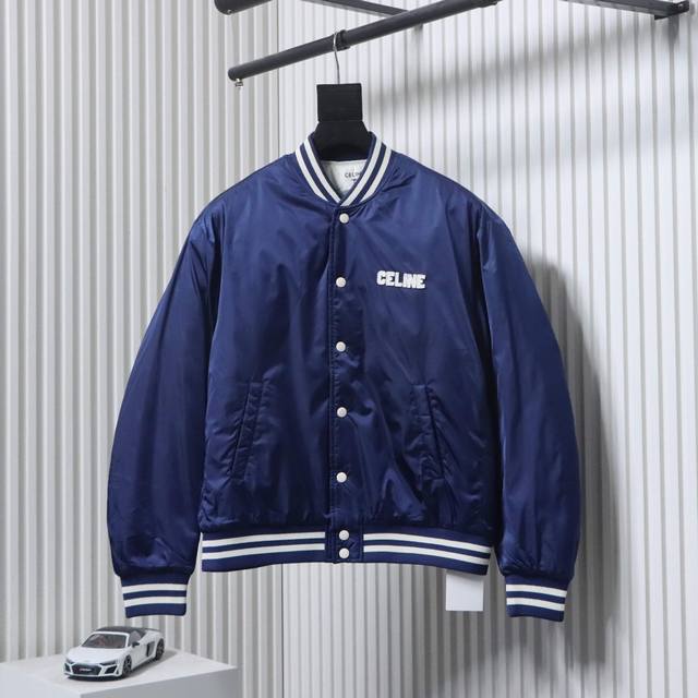 Celine Letter Baseball Jacket/Coat (Ddd) Custom-made brocade fleece, featuring e