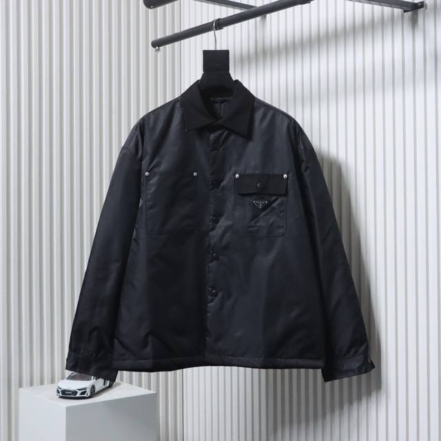 Prada Triangle Label Flap Cotton Jacket (Ddd) Custom-made nylon twill protective