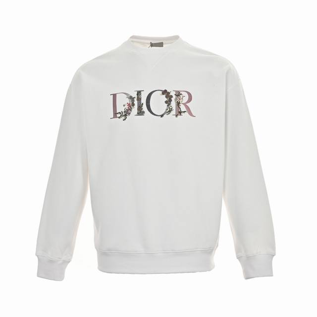 Dior 23Fw Gradient Floral Letter Embroidery Crew Neck Sweatshirt. Custom-woven a