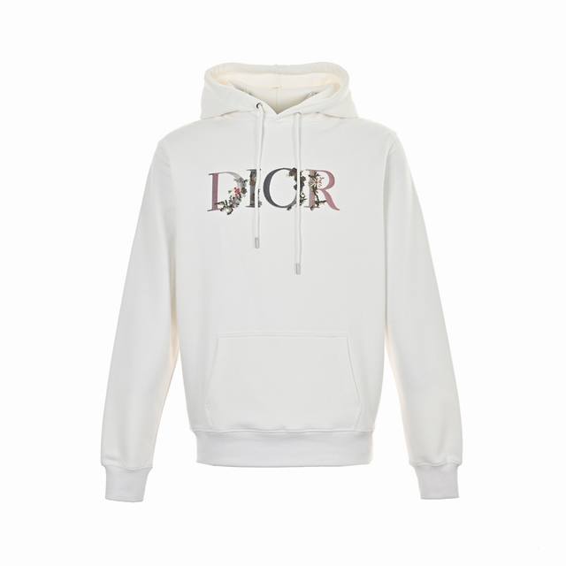 Dior 22Fw Gradient Floral Letter Embroidered Hooded Sweatshirt. The front design