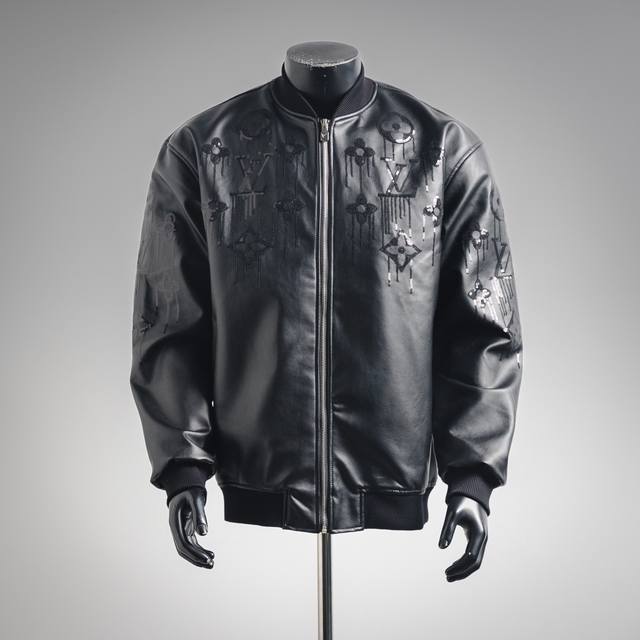 Louis Vuitton Lv 25Ss Sequin Logo Embossed Leather Jacket. A new seasonal style,