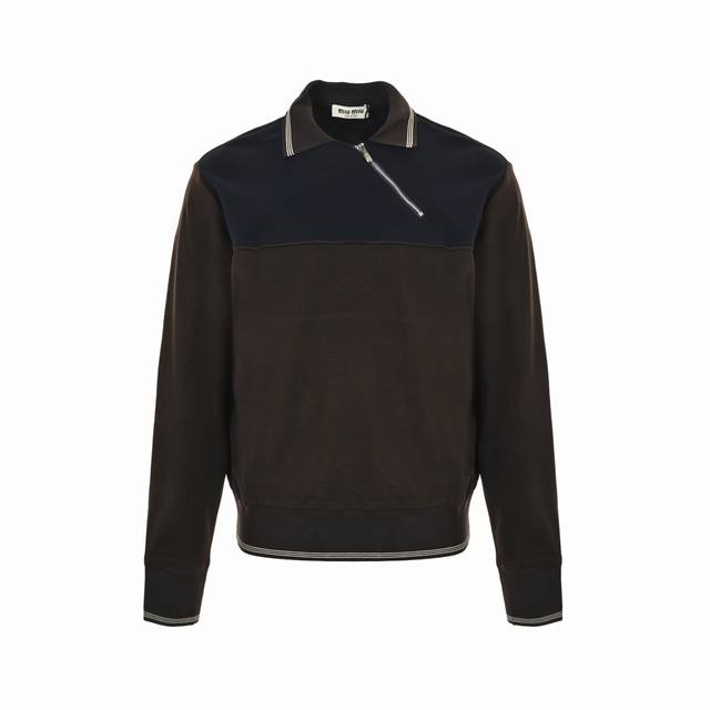 Miu Miu Color Block Dial Zipper Collar Sweatshirt (Ddd) Authentic product purcha