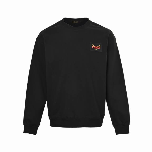 Fendi 25Fw tag eye-shaped crew neck sweatshirt 480G high-grade combed cotton fab