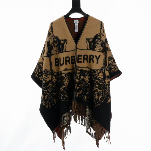 Burberry (Bbr) Latest Knight/Horse Double-Sided Jacquard Shawl/Cape (Ddd) Made o
