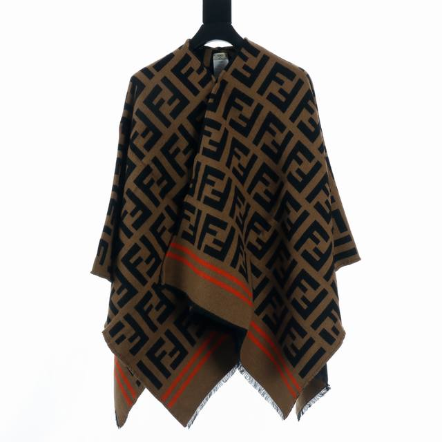 Fendi Fd Monogram All-over Logo Cashmere Wool Cape Shawl #Reseller Version Pure
