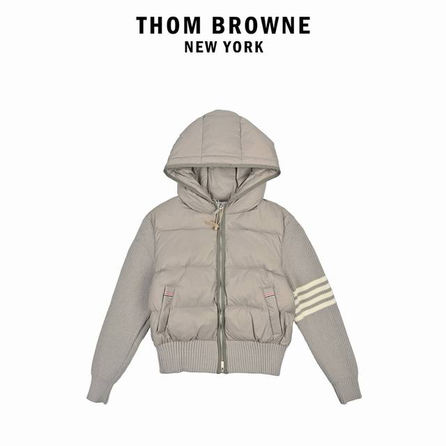 Thom Brown four-stripe striped knit patchwork down jacket Thombrowne T brand kni