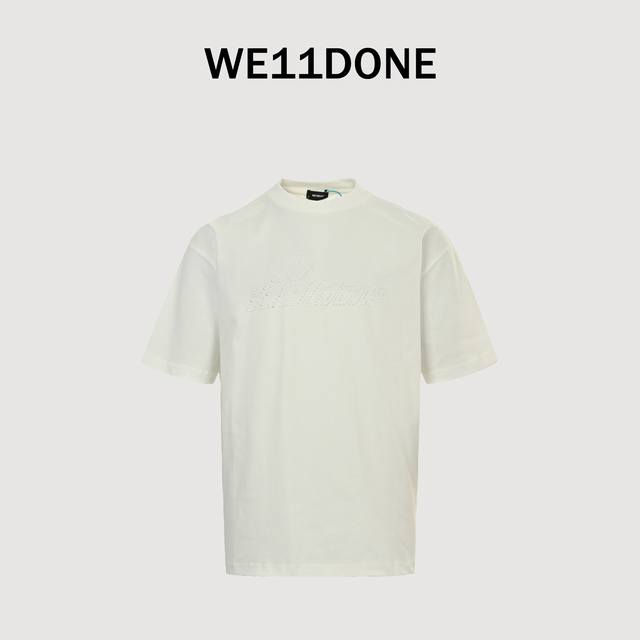 We11Done 25Ss New 2.0 Pearl Ivory Rhinestone Letter Short-Sleeve T-Shirt High-de