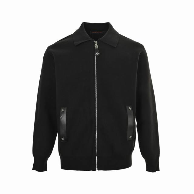 Louis Vuitton 25Fw Leather-trimmed Knit Waist-cinching Jacket (Ddd). Authentic p