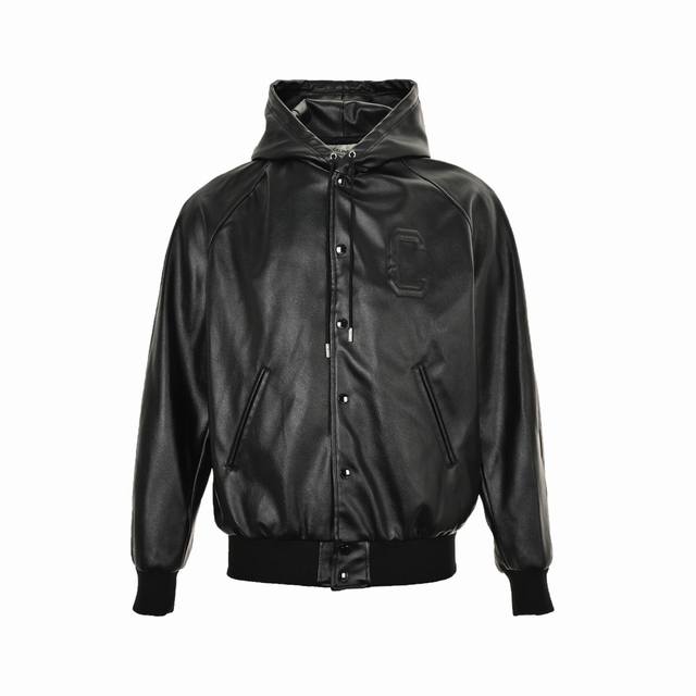 Celine C-logo Leather Hooded Jacket (Ddd) Custom-made textured leather, laser 3D