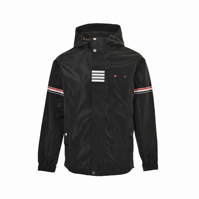 Thom Browne Double Sleeve Label Reflective Four-Stripe Windbreaker Jacket. This