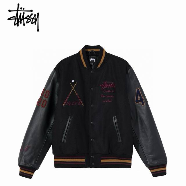 Stussy 40th Anniversary Limited Edition Black 8 Towel Embroidered Baseball Jacke