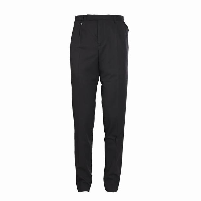 Prada Triangle Logo Zipper Casual Suit Trousers Custom densely woven wool compos