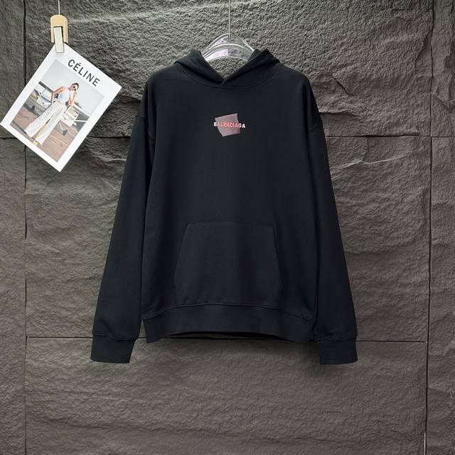 High-quality Balenciaga 25Ss embroidered logo hoodie, heavyweight unisex. Made w